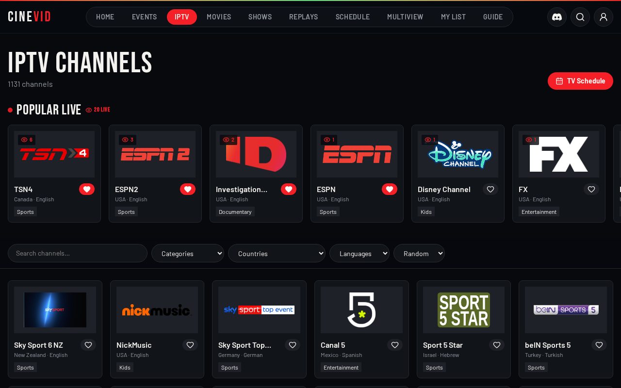 IPTV channels on desktop