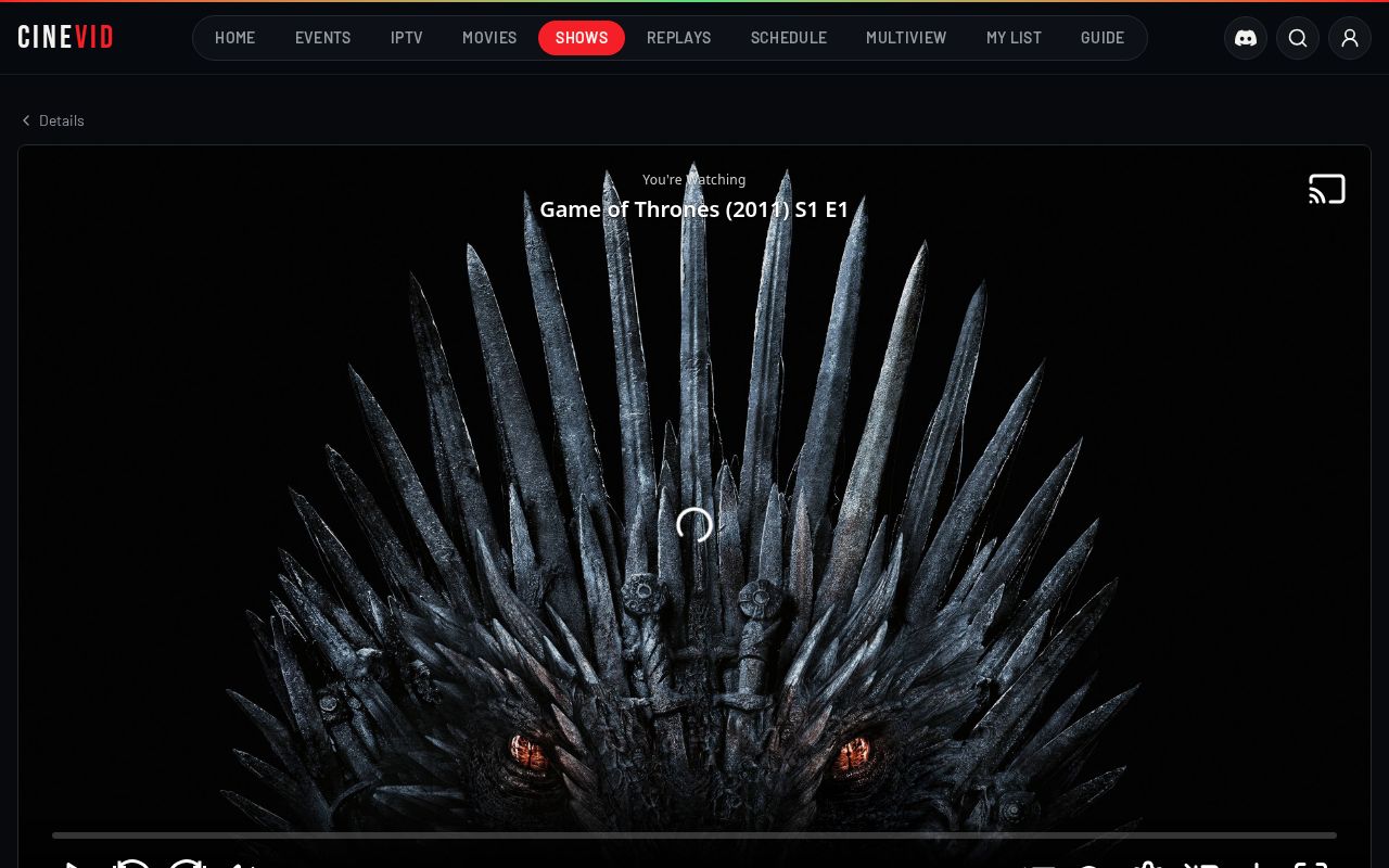 Watching a show on desktop